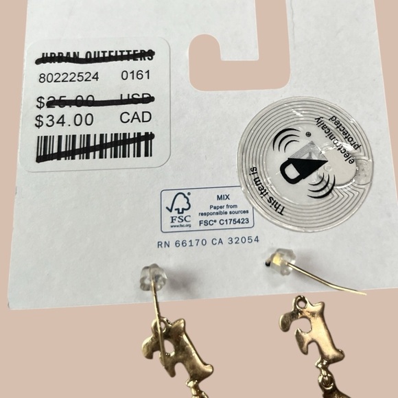 NWT Urban Outfitters Gold Dangly F*%k Earrings - Picture 4 of 4